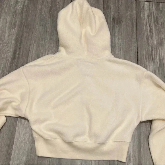 MWL Madewell Sherpa Zip-Front Drawstring Hoodie Sweatshirt Size M Cropped - Picture 11 of 11